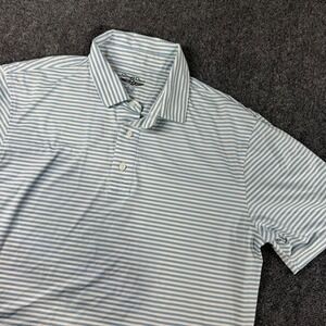 Straight Down Mens XL Blue Striped Performance Golf Polo Shirt Short Sleeve